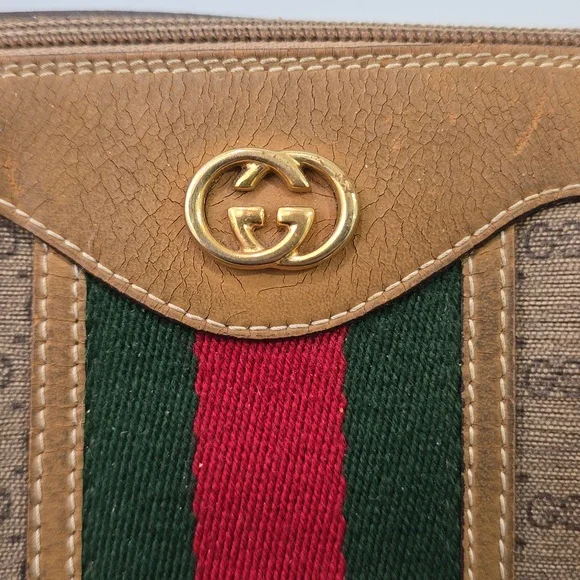 GUCCI - Vintage GG Supreme Boston Bag in Tan, PVC & Leather, with Sherry Line - Picture 9 of 17